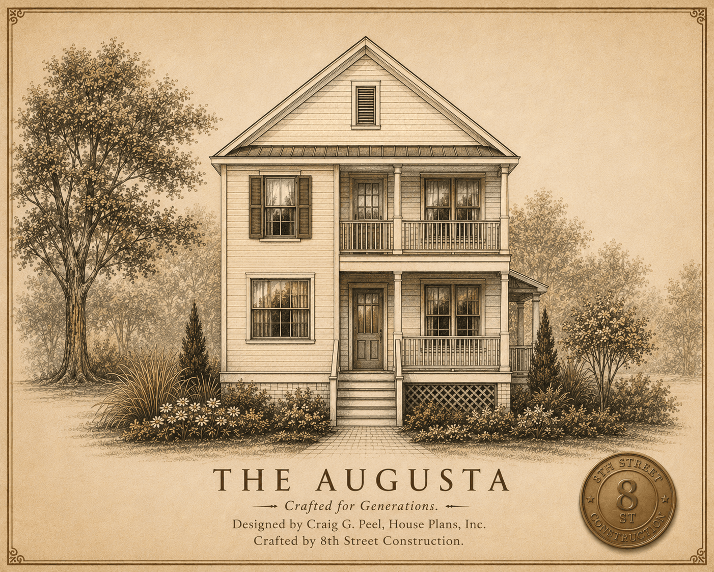 The Augusta — architectural portrait rendering