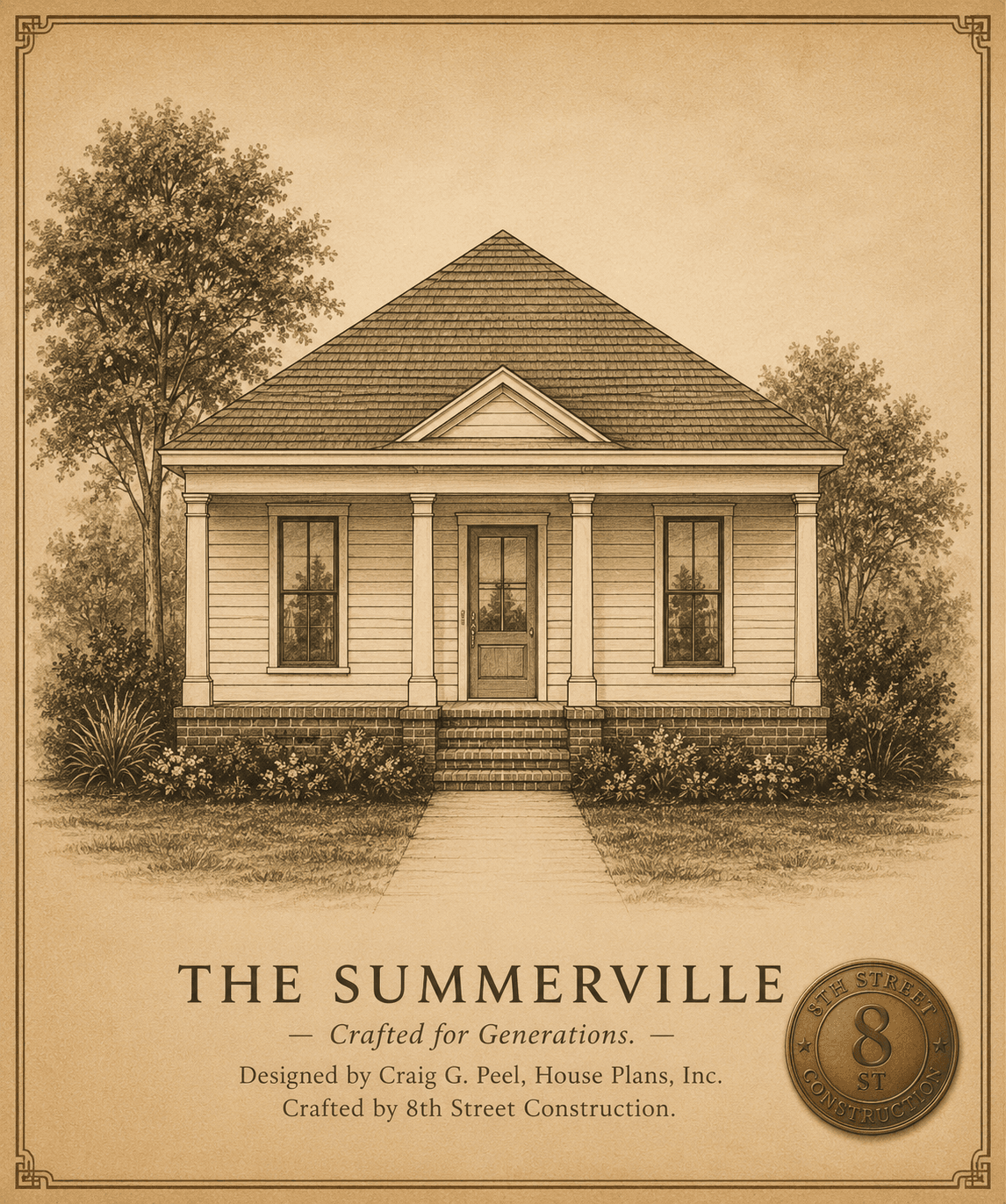 The Summerville — architectural portrait rendering