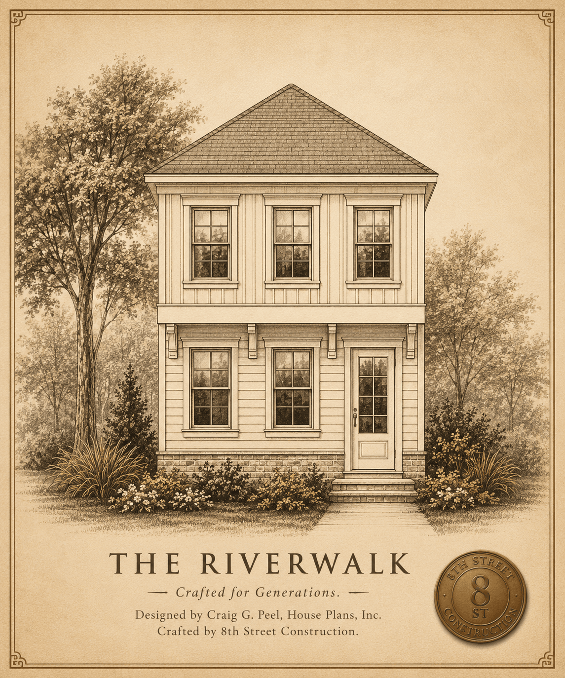 The Riverwalk — architectural portrait rendering