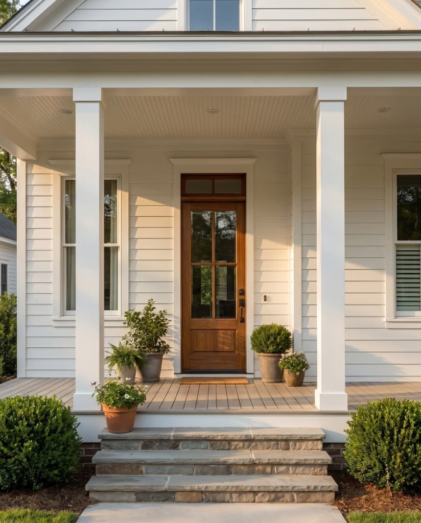 The Oaks — front porch and entry detail rendering